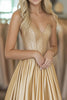 Load image into Gallery viewer, Gold Sweetheart Satin A Line Long Prom Dress with Beading