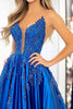 Load image into Gallery viewer, Royal Blue Ball Gown Satin Prom Dress with Lace Appliques