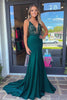 Load image into Gallery viewer, Dark Green Corset Sheath Long Prom Dress with Lace