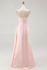 Load image into Gallery viewer, Elegant Pink Mermaid Strapless Satin Ruffled Long Gala Dress