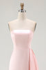 Load image into Gallery viewer, Elegant Pink Mermaid Strapless Satin Ruffled Long Gala Dress
