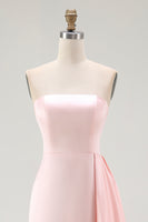 Load image into Gallery viewer, Elegant Pink Mermaid Strapless Satin Ruffled Long Gala Dress