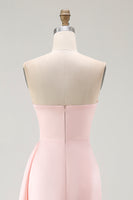 Load image into Gallery viewer, Elegant Pink Mermaid Strapless Satin Ruffled Long Gala Dress