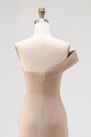 Load image into Gallery viewer, Light Khaki Sheath One Shoulder Ruched Gala Dress