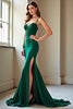 Load image into Gallery viewer, Dark Green Corset Mermaid Long Prom Dress with Lace