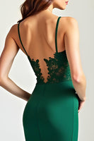 Load image into Gallery viewer, Dark Green Corset Mermaid Long Prom Dress with Lace
