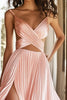 Load image into Gallery viewer, Pink Cut Out Pleated Long Prom Dress with Slit