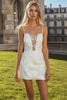 Load image into Gallery viewer, White Sheath Short Graduation Dress with Lace