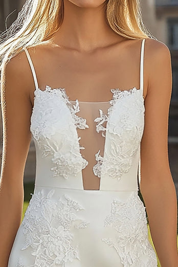 White Sheath Short Graduation Dress with Lace