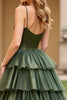 Load image into Gallery viewer, Ball Gown Olive Tiered Long Tulle Prom Dress with Slit