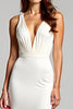 Load image into Gallery viewer, Ivory Sheath V-Neck Long Engagement Dress with Slit