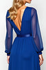 Load image into Gallery viewer, Royal Blue Scoop Ruched Mother of the Bride Dress with Long Sleeves