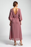 Load image into Gallery viewer, Beaded Vintage Mauve Scoop Mother of the Bride Dress with Half Sleeves
