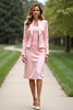 Load image into Gallery viewer, Pink 2-Piece Sheath Short Mother of the Bride Dress with Sleeves