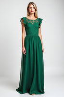 Load image into Gallery viewer, Scoop Dark Green Chiffon Long Mother of the Bride Dress