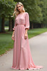 Load image into Gallery viewer, Pink Scoop Half Sleeves Long Mother of the Bride Dress