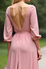 Load image into Gallery viewer, Pink Scoop Half Sleeves Long Mother of the Bride Dress
