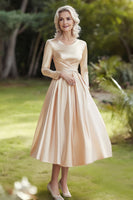 Load image into Gallery viewer, Champagne A Line Satin Knee-Length Mother of the Bride Dress