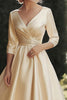 Load image into Gallery viewer, A Line Champagne Half Sleeves Long Mother of the Bride Dress