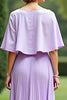 Load image into Gallery viewer, Lilac Cape Pleated Tea Length Mother of the Bride Dress