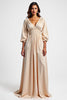 Load image into Gallery viewer, A Line Champagne V-Neck Ruched Long Mother of the Bride Dress