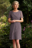 Load image into Gallery viewer, Dusk Ruched Knee Length Chiffon Mother of the Bride Dress with Lace