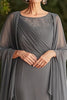 Load image into Gallery viewer, Grey Tea Length Chiffon Mother of the Bride Dress with Shawl