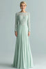 Load image into Gallery viewer, Mint Sheath Chiffon Mother of the Bride Dress with Long Sleeves