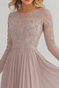 Load image into Gallery viewer, Dusty Rose Scoop A Line Mother of the Bride Dress with Sleeves