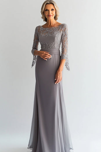 Chiffon Sheath Elegant Silver Mother of the Bride Dress