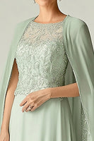 Load image into Gallery viewer, Flowy Mint Scoop Chiffon Mother of the Bride Dress with Lace