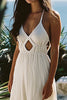 Load image into Gallery viewer, White Deep V-Neck Keyhole Spaghetti Straps Engagement Dress