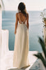 Load image into Gallery viewer, White Deep V-Neck Keyhole Spaghetti Straps Engagement Dress