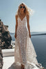 Load image into Gallery viewer, Boho White Deep V-Neck A Line Long Lace Engagement Dress