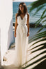 Load image into Gallery viewer, White Sheath V-Neck Floor Length Engagement Dress