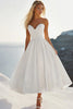 Load image into Gallery viewer, Strapless White A Line Tea Length Graduation Dress