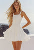 Load image into Gallery viewer, White Square Neck Pleated Mini Graduation Dress