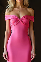 Load image into Gallery viewer, Fuchsia Mermaid Off the Shoulder Long Prom Dress