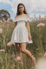 Load image into Gallery viewer, White Flowy Off The Shoulder A Line Short Graduation Dress