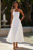 Load image into Gallery viewer, A Line White Spaghetti Straps Ankle Length Graduation Dress
