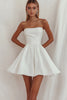 Load image into Gallery viewer, White A Line Strapless Ruched Short Graduation Dress