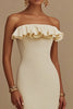 Load image into Gallery viewer, Mermaid Satin White Strapless Engagement Dress with Ruffles