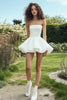 Load image into Gallery viewer, Strapless White A Line Satin Short Graduation Dress