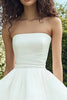 Load image into Gallery viewer, Strapless White A Line Satin Short Graduation Dress