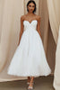 Load image into Gallery viewer, Sweetheart Tulle White A Line Long Graduation Dress