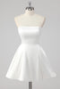 Load image into Gallery viewer, White A Line Strapless Mini Graduation Dress