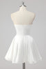 Load image into Gallery viewer, White A Line Strapless Mini Graduation Dress