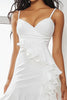 Load image into Gallery viewer, White Chic Spaghetti Straps Chiffon Graduation Dress with Ruffles