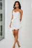 Load image into Gallery viewer, White Chic Asymmetrical Sweetheart Graduation Dress with Ruffles