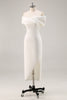 Load image into Gallery viewer, White Sheath Tea Length Off The Shoulder Bridal Shower Dress